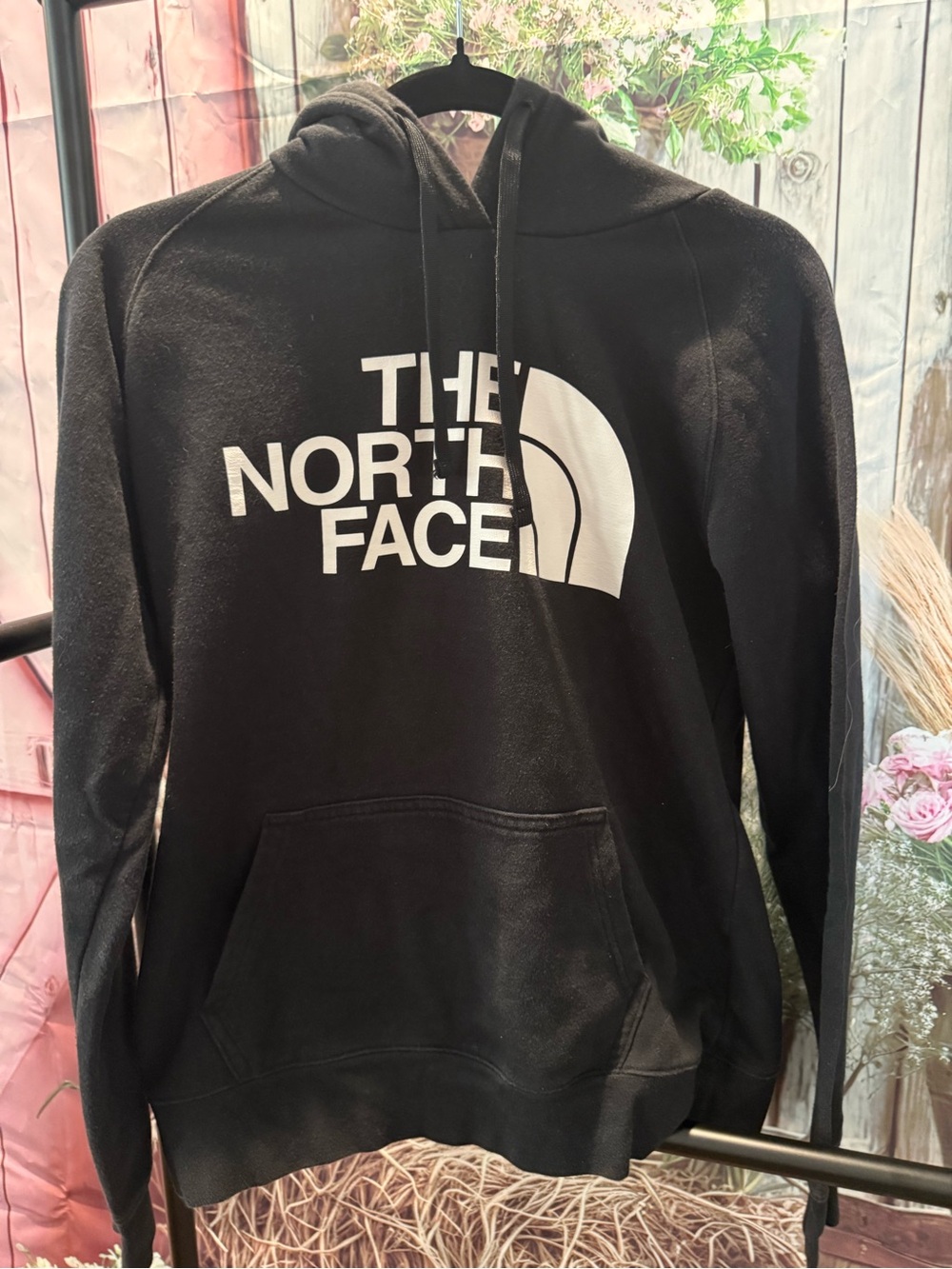 The North Face Black Logo Hoodie -Womens Pullover Sweatshirt Size Medium